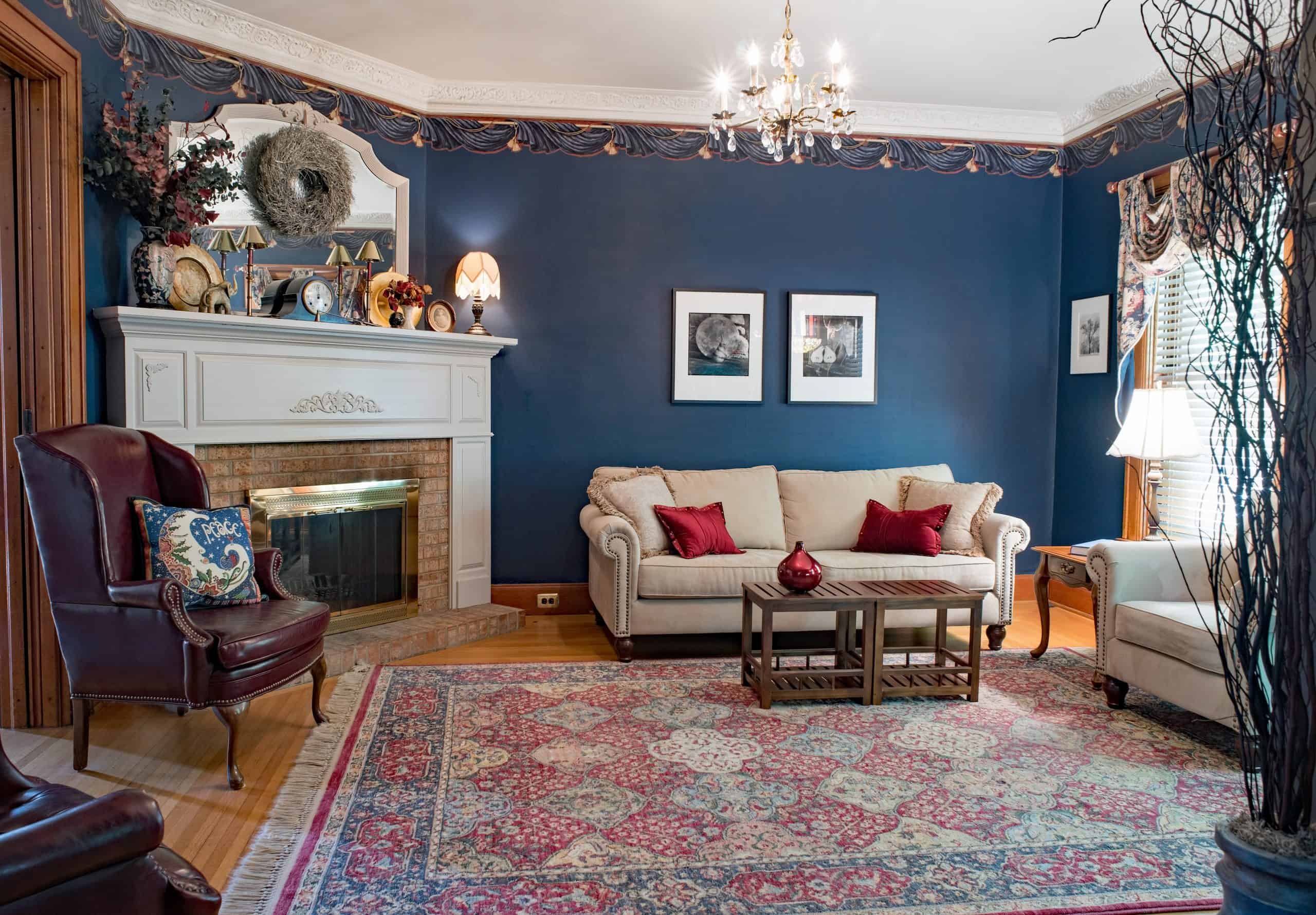 living room with an area rug